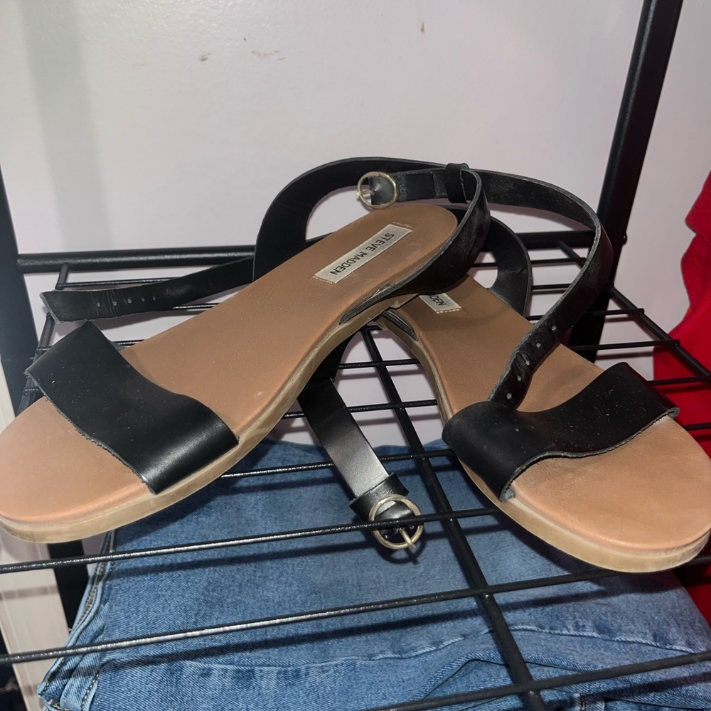 Steve Madden Black Strap Sandals